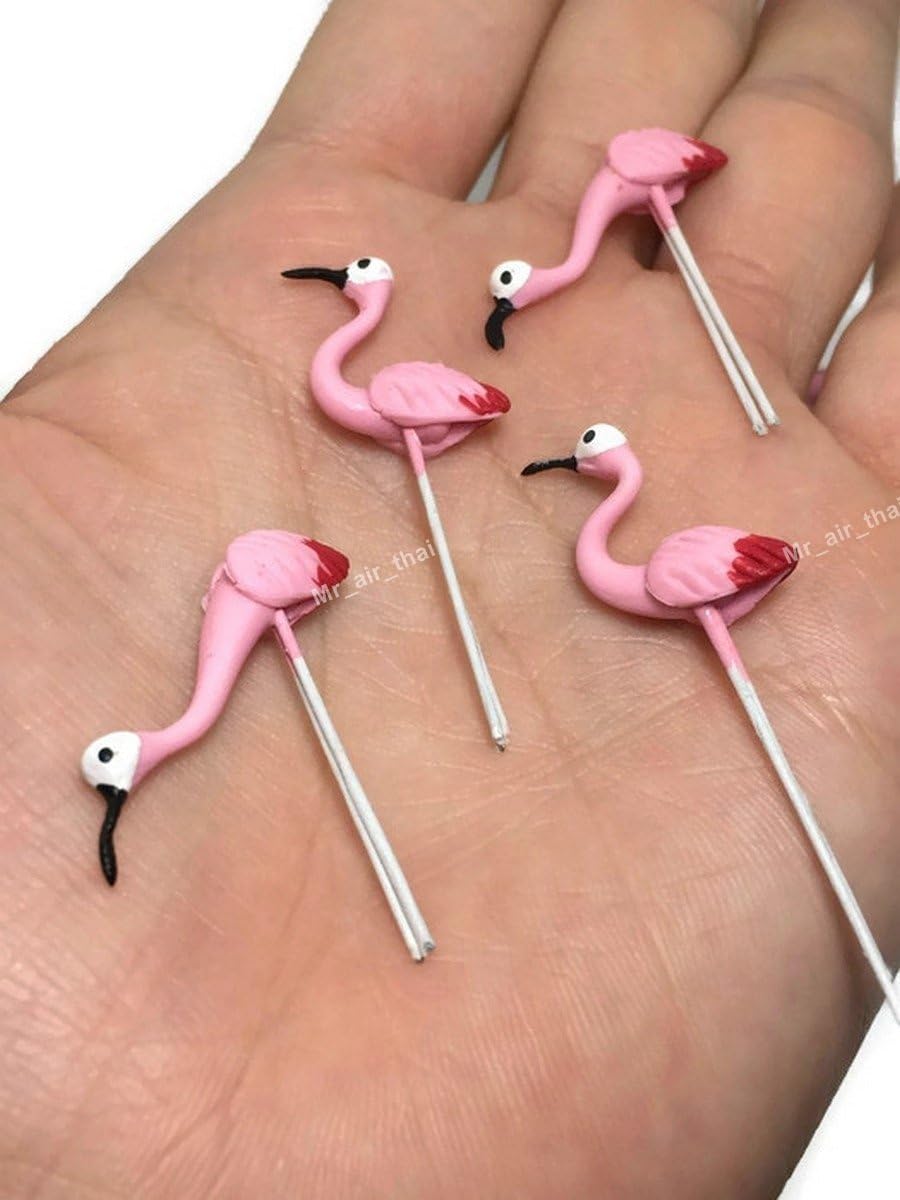 12 Miniaturas Flamingo para Jardín Encantado y Casa de Muñecas