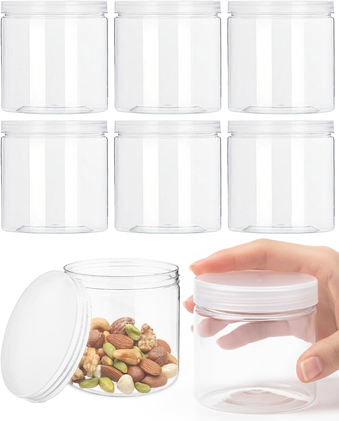 8 Contenedores Plástico Transparente Sin BPA 21oz
