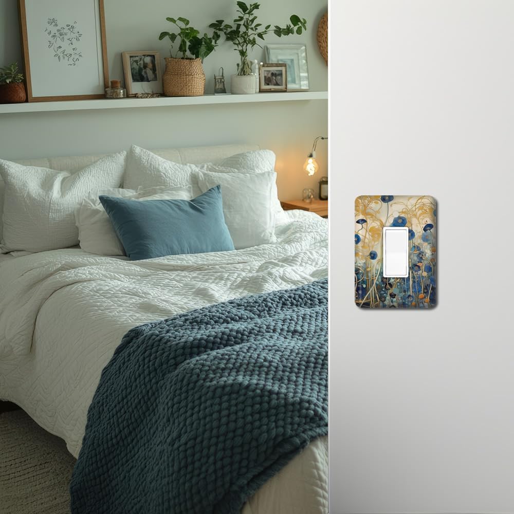 Placa interruptor metal estilo Klimt azul dorado