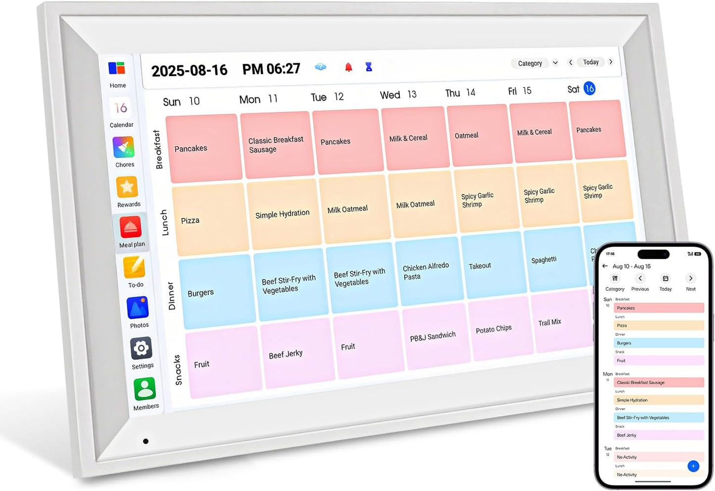 Calendario digital pared 15.6pulg pantalla tactil 64GB blanco