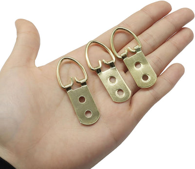 20 Pzas Gancho Cuadro Acero Inox con Tornillos D-Ring Oro