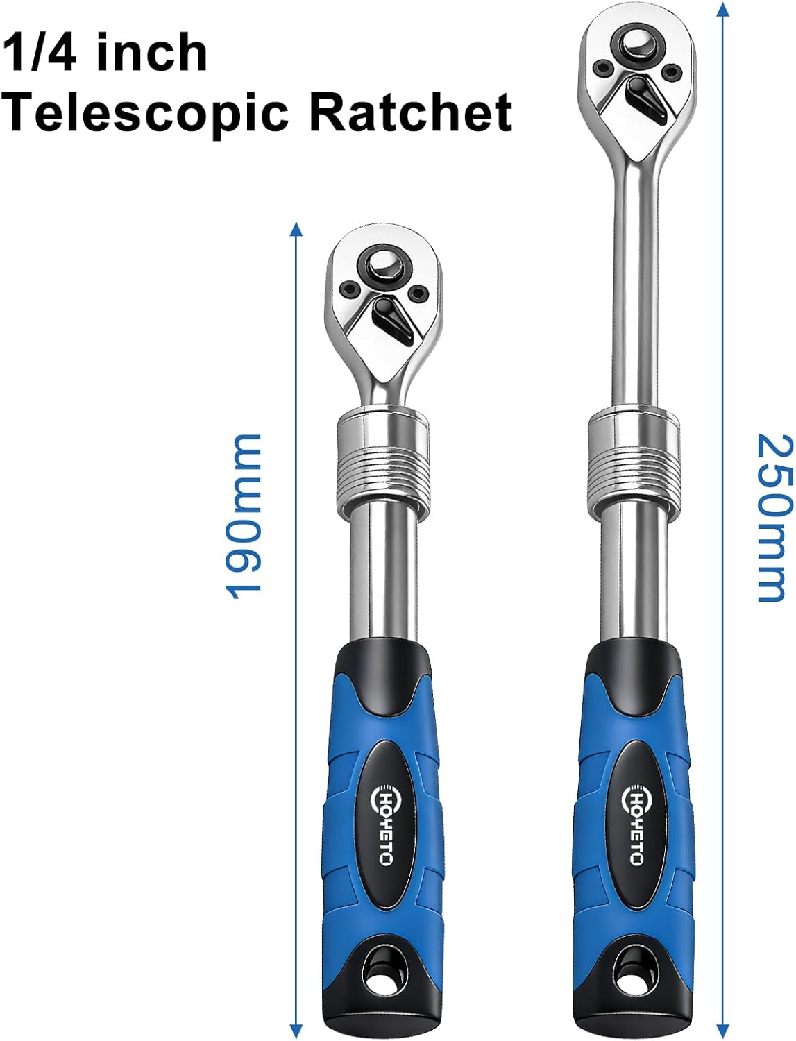 Trinquete extensible 1/4 pulg compuesto cromo 72 dientes