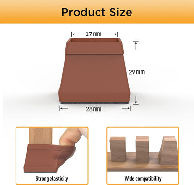 Protectores cuadrados patas silla silicona y fieltro 1