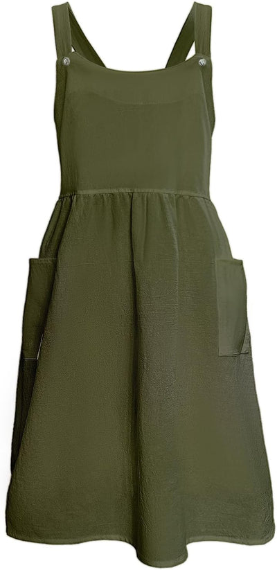 Delantal vintage Cityelf con pinzas estilo pinafore de lino y algodón