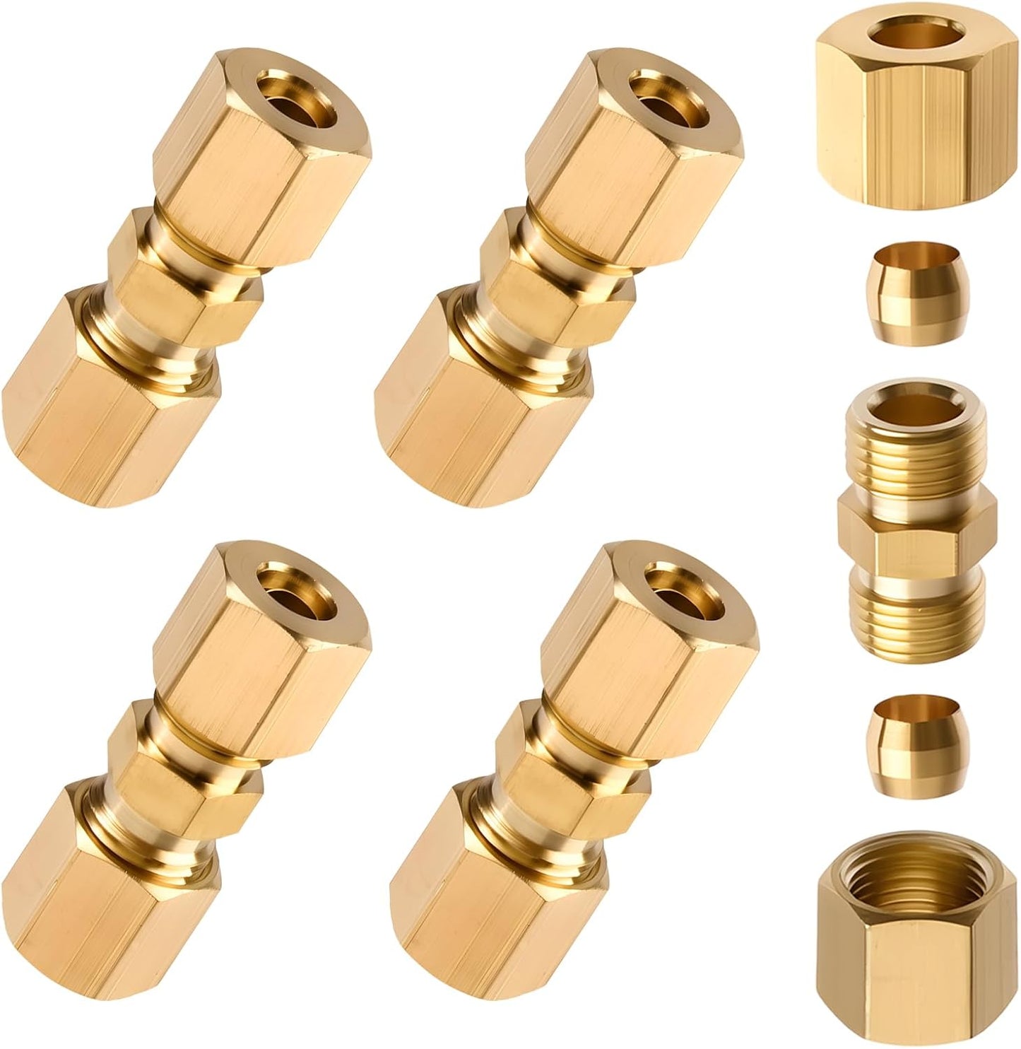 Conector tubería latón 1/4" OD x 1/4" OD