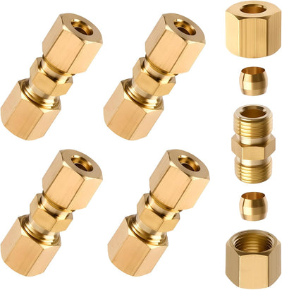 Conector tubería latón 1/4" OD x 1/4" OD