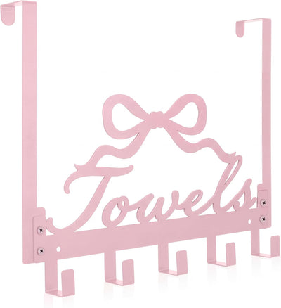Ganchos con lazo rosa para dormitorio baño cocina