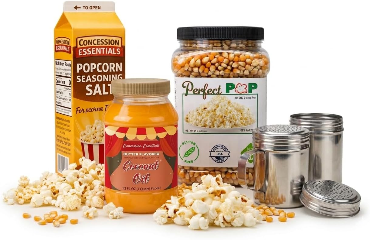 Kit de palomitas de maíz con grano amarillo, aceite de coco y sal de condimento
