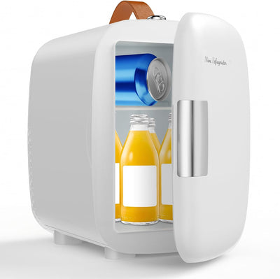 Mini refrigerador DUMOS de 4 litros para dormitorio y automóvil, blanco