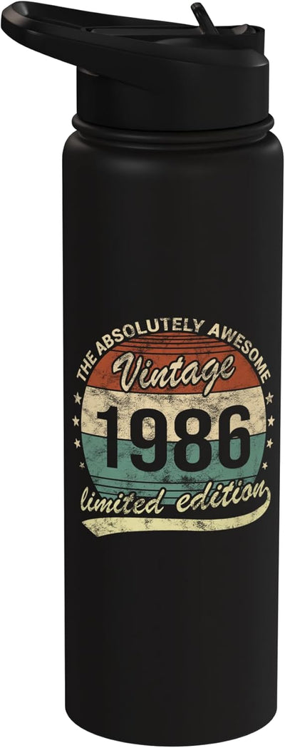 Botella de agua acero inoxidable vintage para hombre y mujer 1986