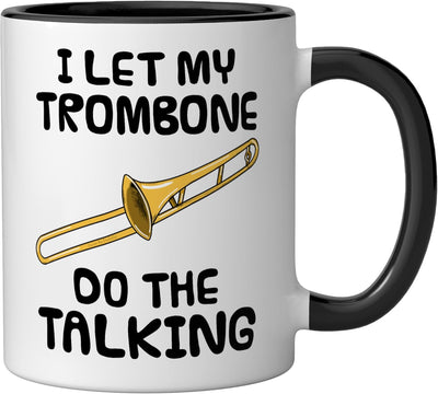 Taza cerámica para trombonista introvertido negro/blanco