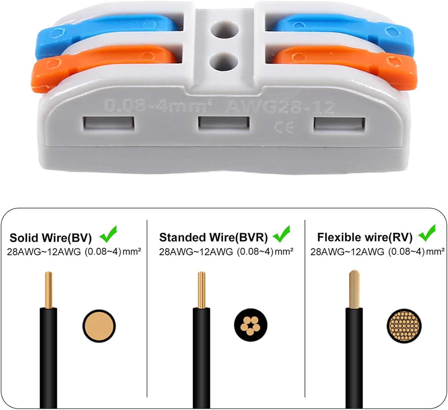 Set 10 Conectores Electricos Rapidos 28-12AWG 2pulg