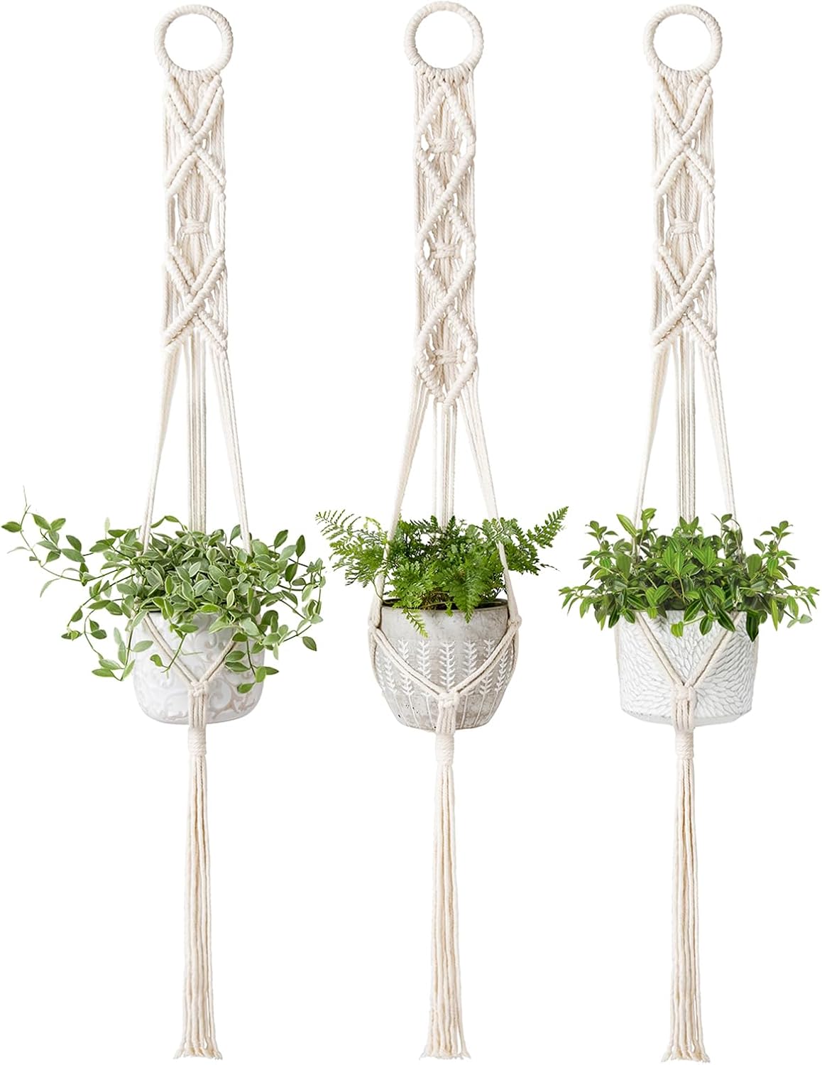 3 Pzas Percha Macramé 39pulg para Colgar Cesta Bohemia