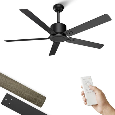 Ventilador techo negro 52pulg control remoto reversible 5 aspas