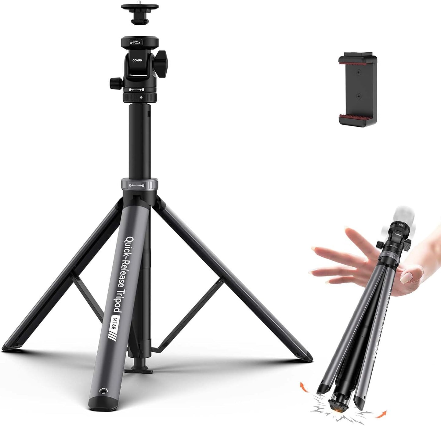 Soporte luz portátil ajustable 83.4pulg para teléfono