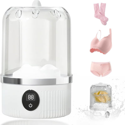 Lavadora ultrasónica portátil recargable diseño compacto blanco