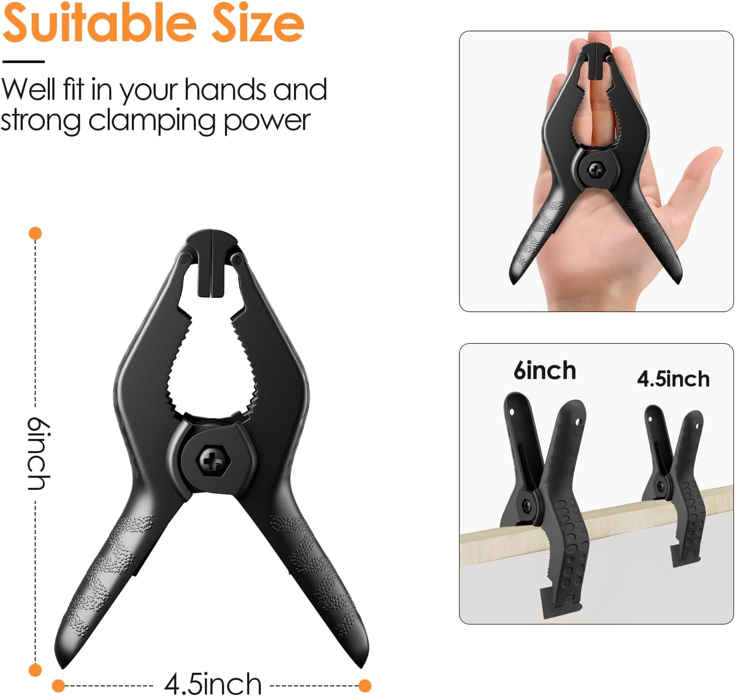 Clampas para fondo 6in pack 6 plástico resistente