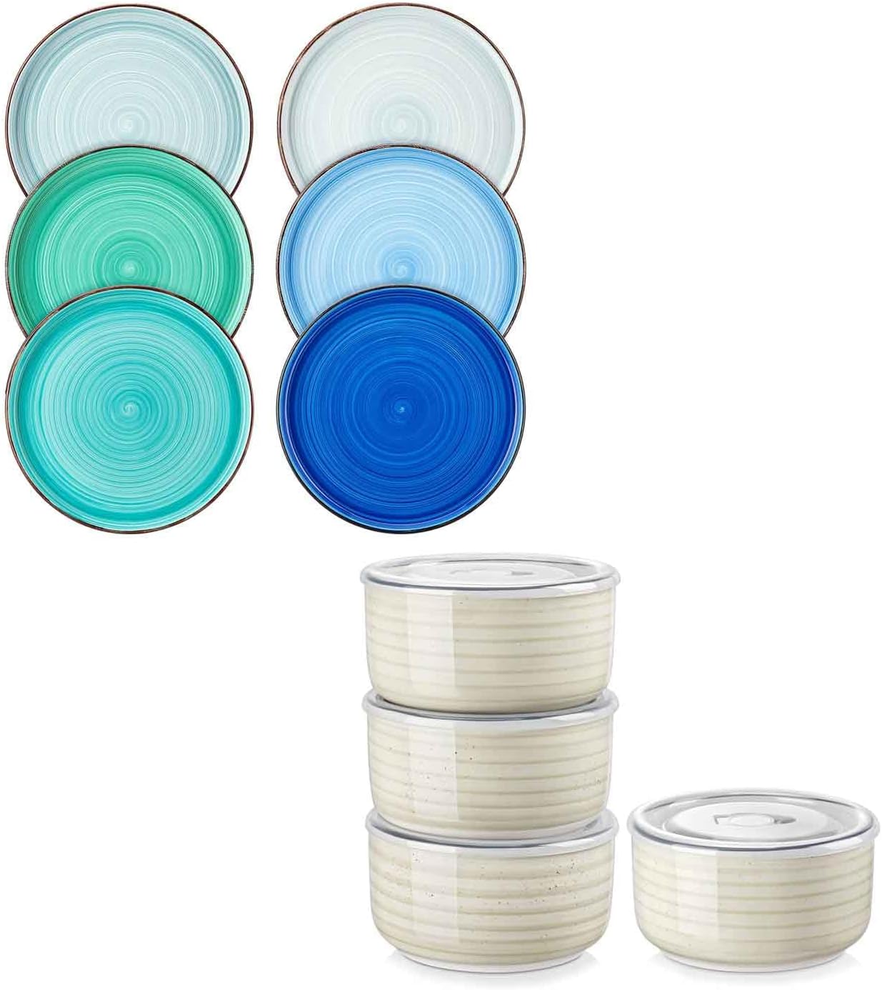 Set 4 Platos Ensalada Cerámica 8.5pulg Con Tapa