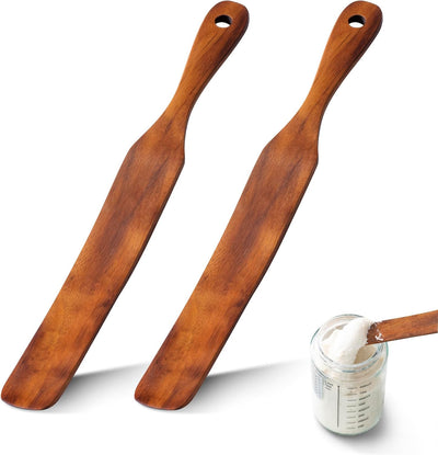 Juego de 2 espátulas de madera naturales para cocina de 11 pulgadas