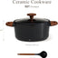 Olla Cerámica 5qt Antiadherente Tapa Cucharón Negro
