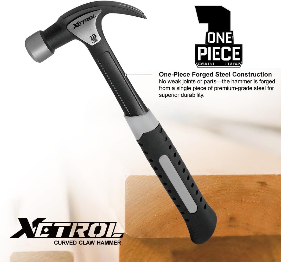 Martillo garra curvo acero 16oz mango absorbente