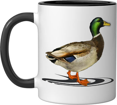 Taza de café Mallard Drake Duck Cerámica Negro/Blanco