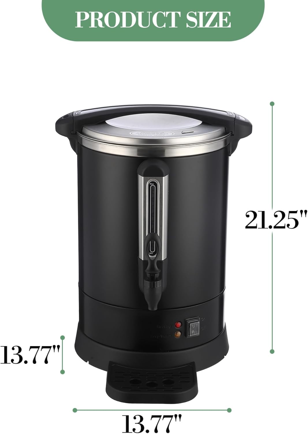 Urna café comercial 80 tazas disp. agua caliente acero inox