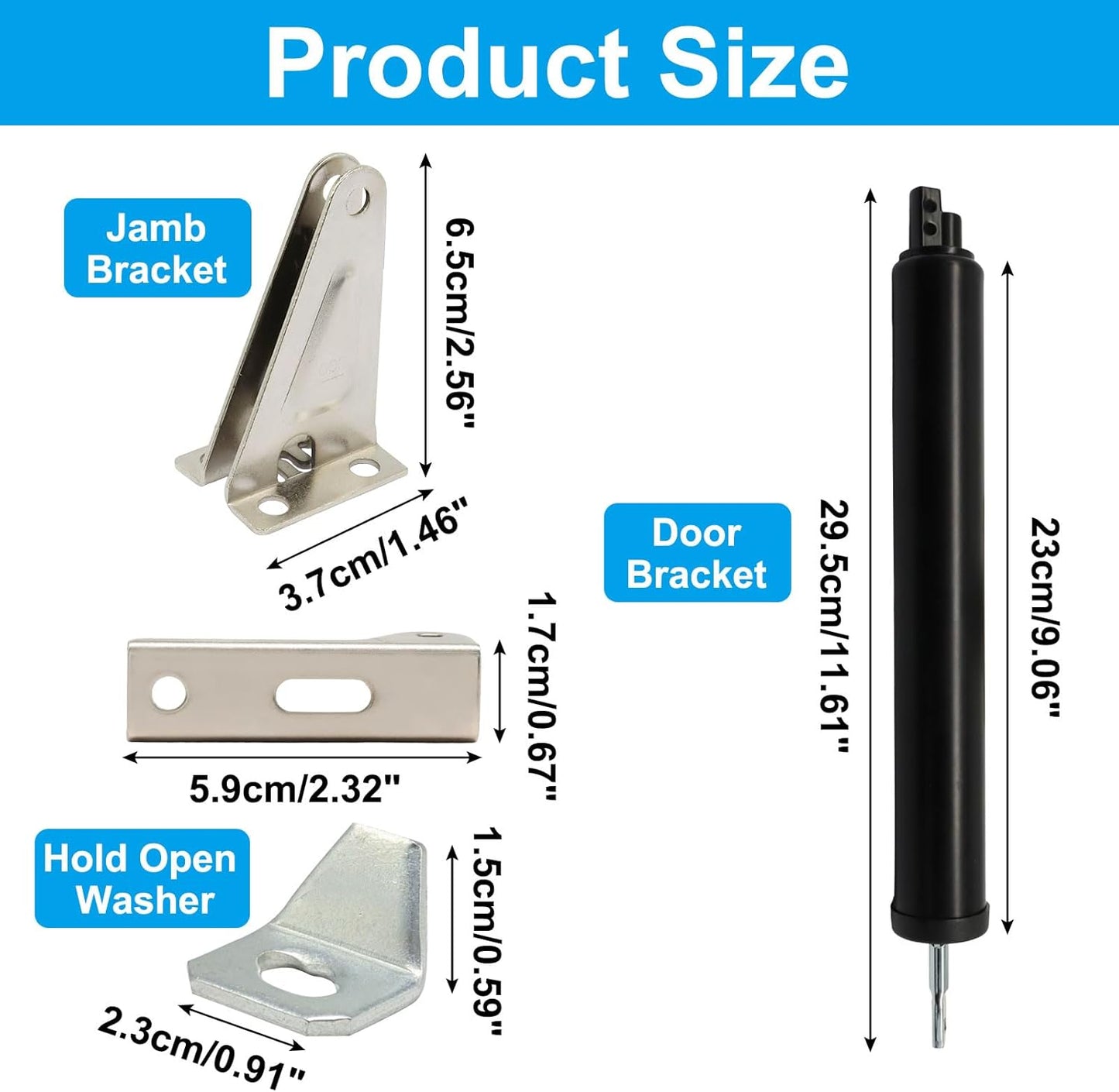 Cerrador puerta pantalla neumático ajustable negro