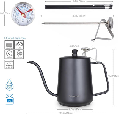 Cacerola para café con pico 30 oz con cacerola silbante