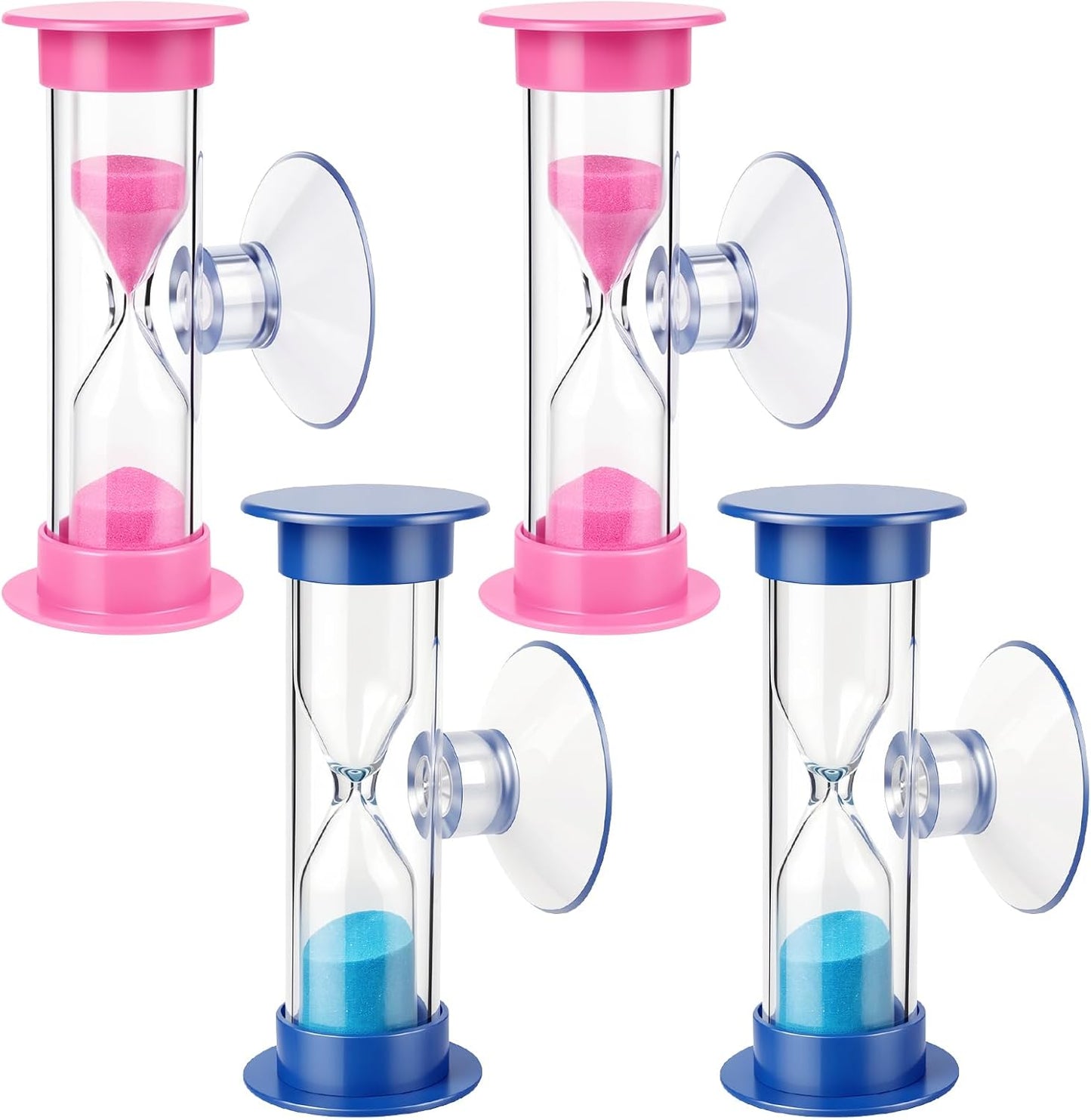 4 Temporizadores Arena 2 Min Azul Rosa con Ventosa para Espejo