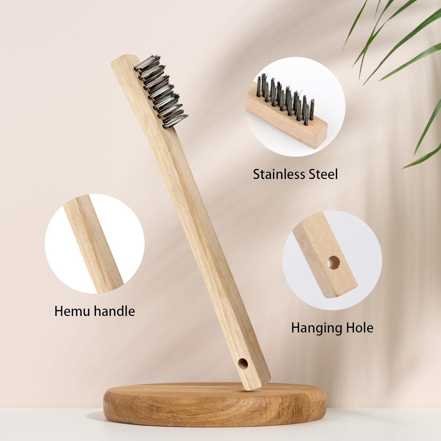 Set 18 Cepillos Alambre Mango Madera Acero Inox 7.7pulg