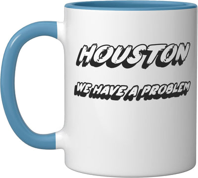 Taza de cerámica con cita de astronauta espacial azul blanco