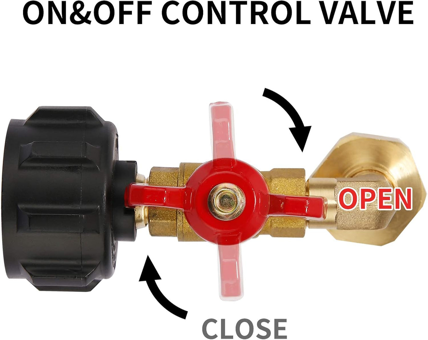 Adaptador codo propano 90 grados válvula on-off camping