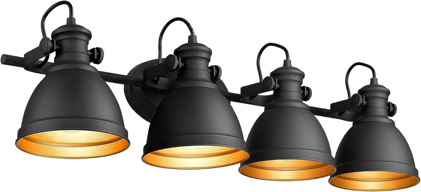 Lámpara tocador industrial 4 luces pantalla metal negro
