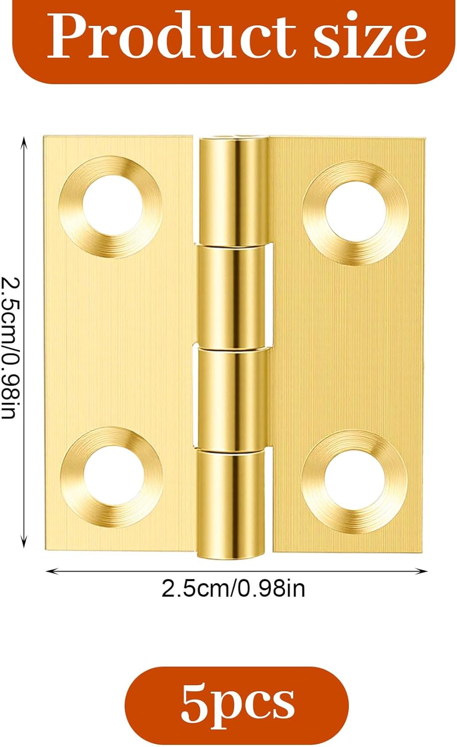 5 Pzas Bisagras Bronce Mini 1pulg con Tornillos para Caja Madera