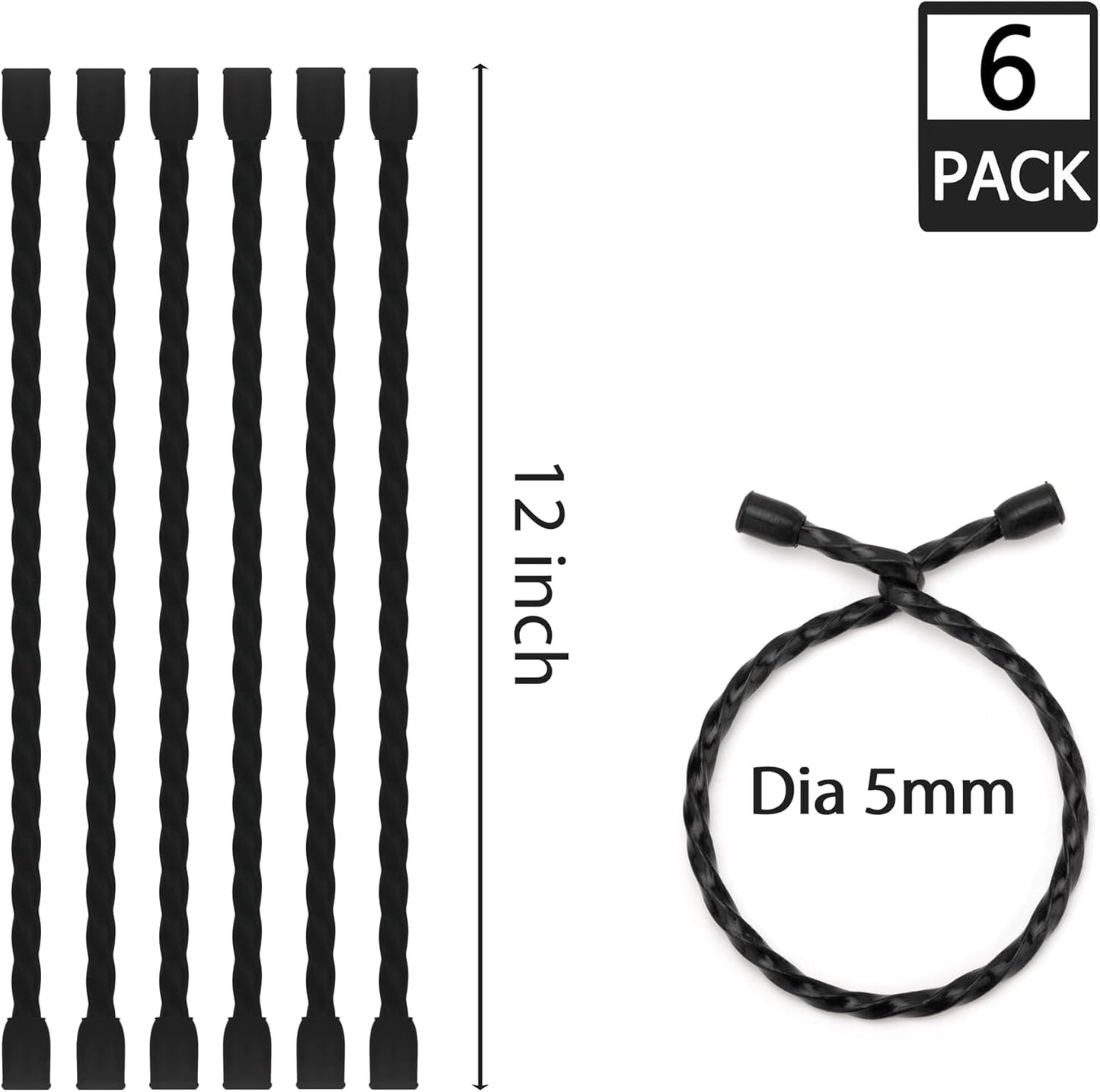 6 Bridas Silicona 12pulg Con Núcleo Acero Ataduras Multiuso