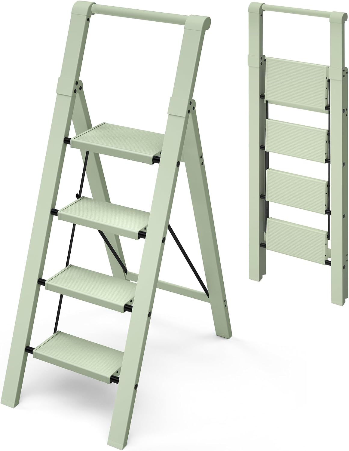 Escalera aluminio 4 escalones plegable 330lb oficina hogar verde