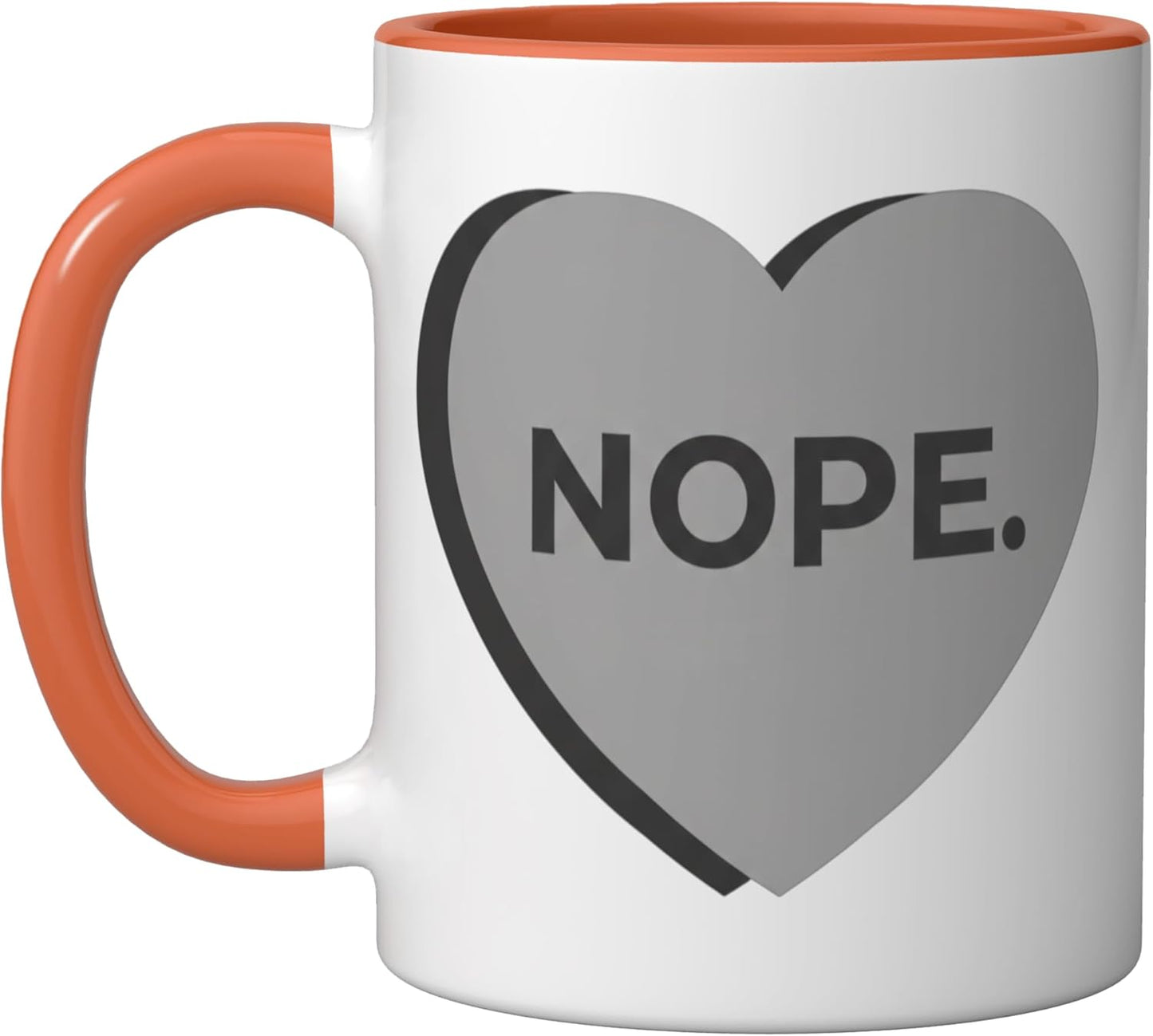 Taza Cerámica Frase Romántica Corazón Naranja/Blanco