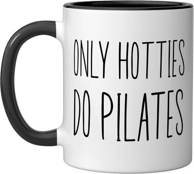 Taza de cerámica Only Hotties Do Pilates negra/blanca