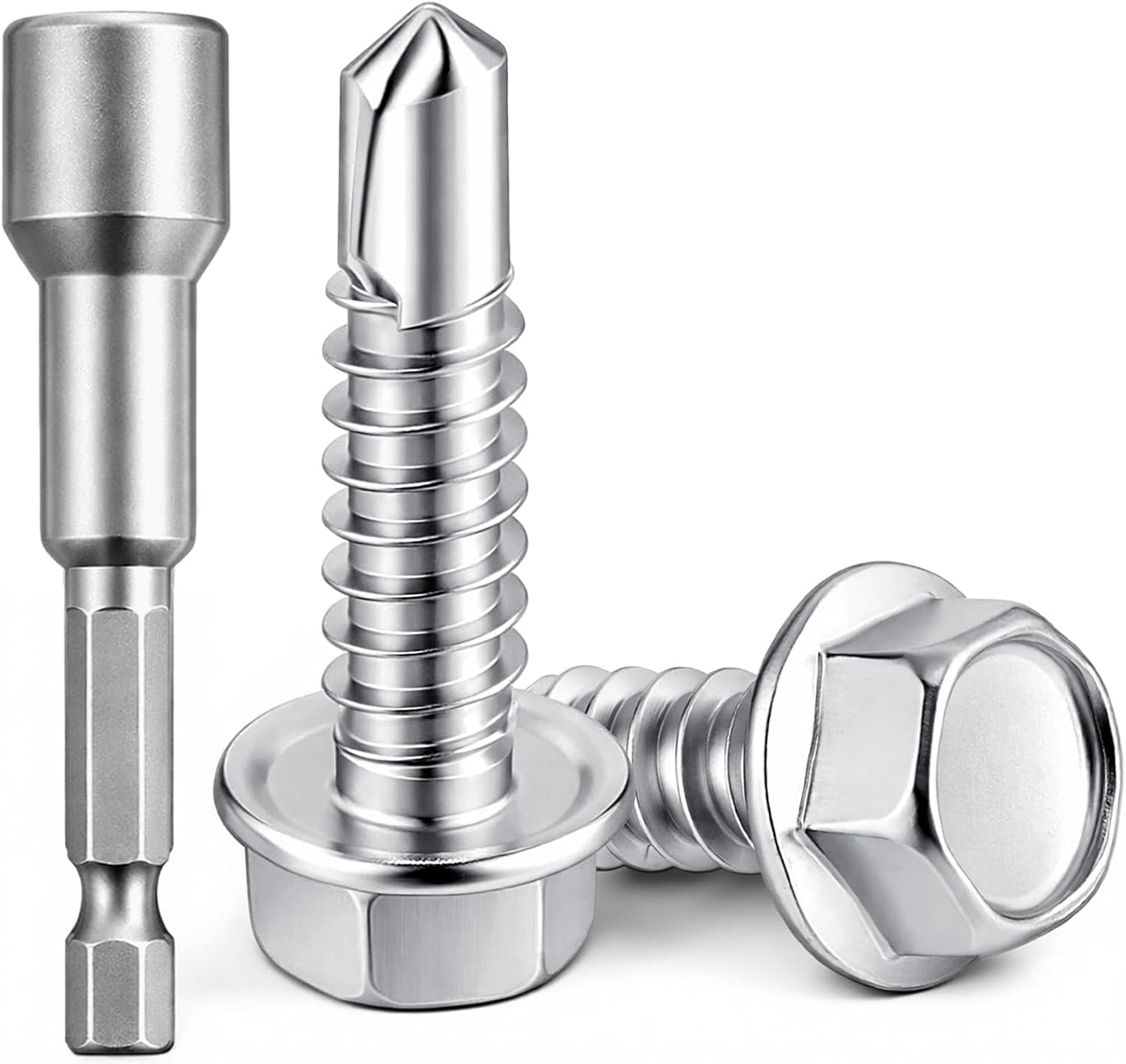 Tornillos auto perforantes acero inox 410 cabeza hex #14x1