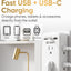 Adaptador salida 2-3 clavijas con USB-C y USB 1875W