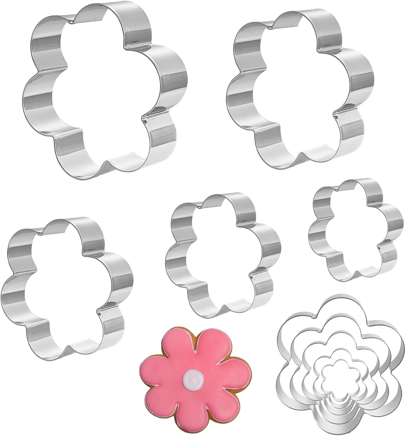 Set 5 cortadores galletas acero inox 1.3-3.7pulg