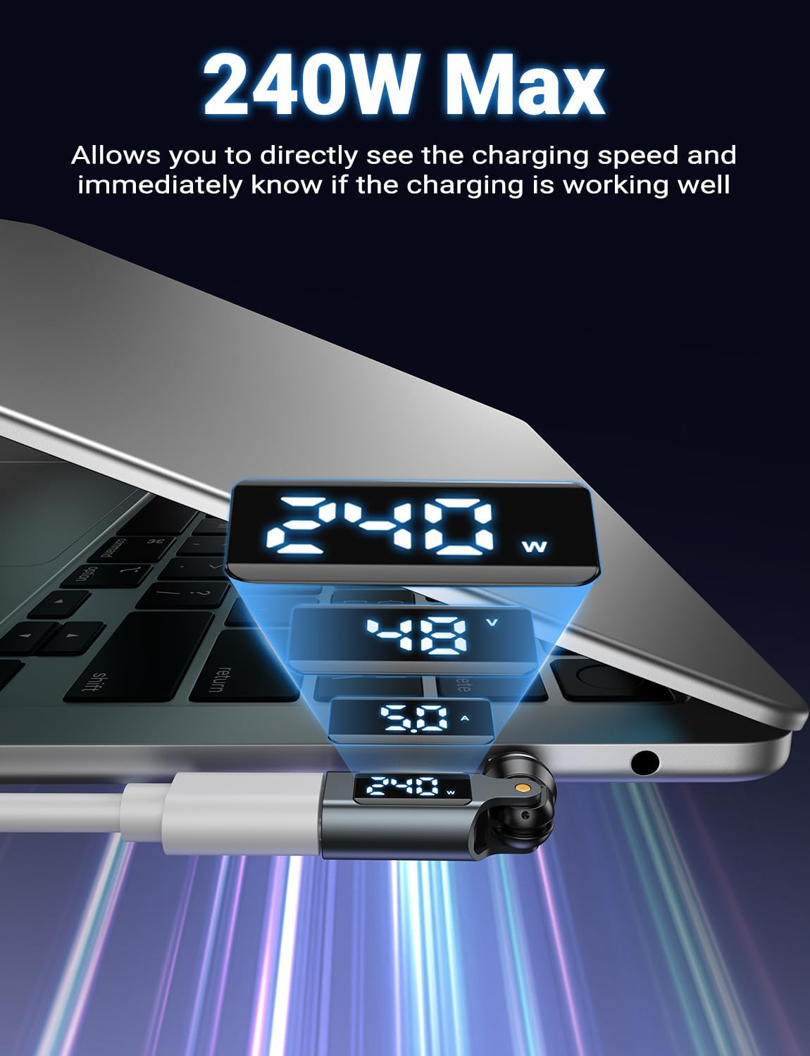 Adaptador USB C PD 240W con pantalla LED 2 unidades