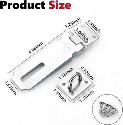 Cerradura seguridad acero inox 304 5pulg bisagra extragrosa 2uds