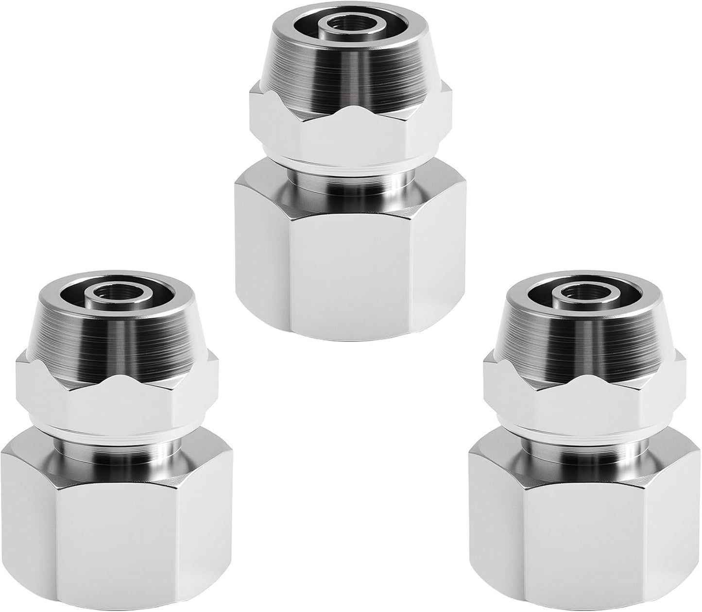 3 Conectores Tráquea Hembra 25/64x1/4pt Compresión Cobre Niquelado