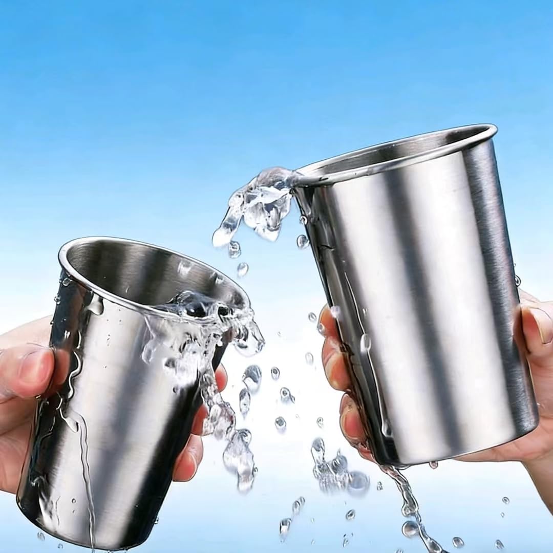 Juego de tazas de acero inoxidable irrompibles para campamento y hogar