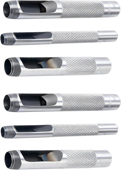 Set 6 perforadores cuero acero hueco 1/4-1/2pulg