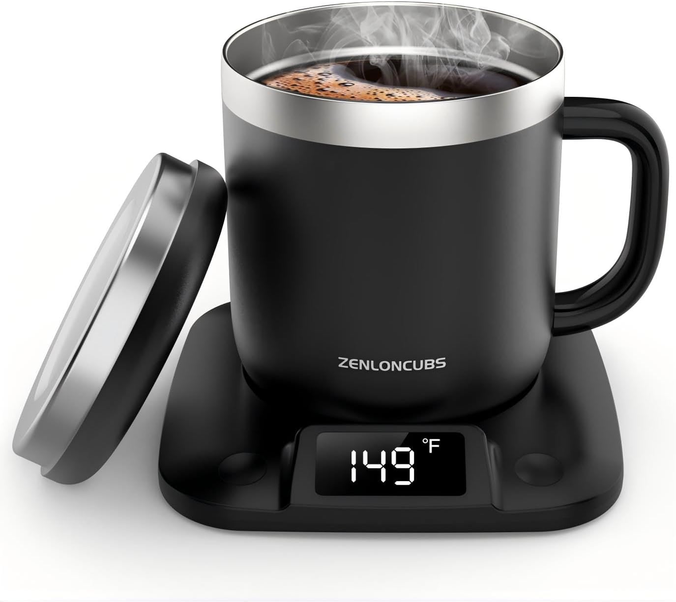 Taza café eléctrica acero inox con control de temperatura