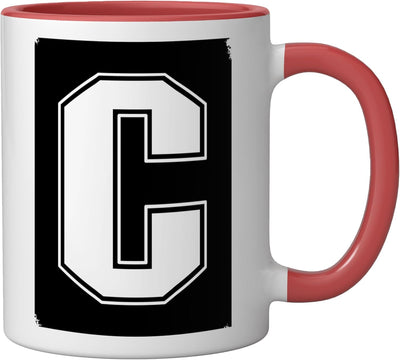 Taza Cerámica Letra C Roja/Blanca
