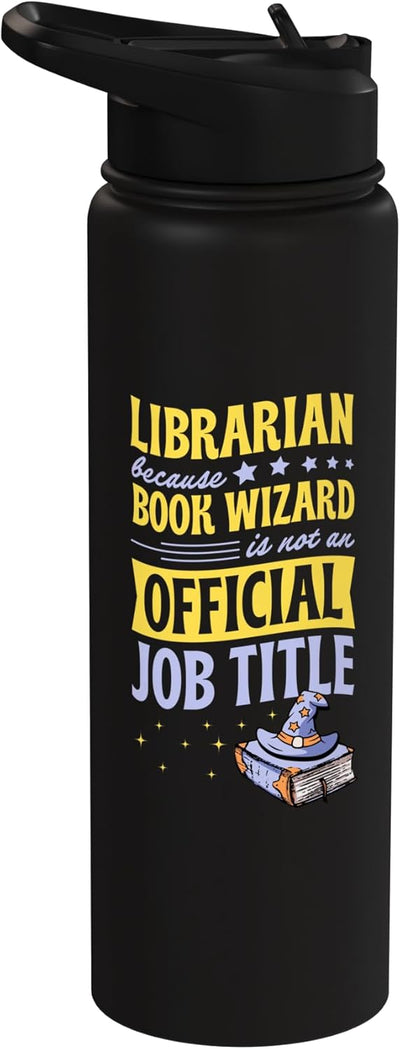 Botella de agua aislada de acero inoxidable Librarian Because Book Wizard